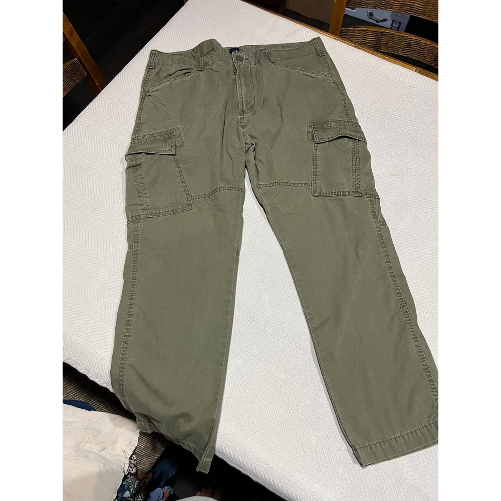 Gap Mens Cargo Army Green Straight Y2K Utility Military Style Pants Size 38x30